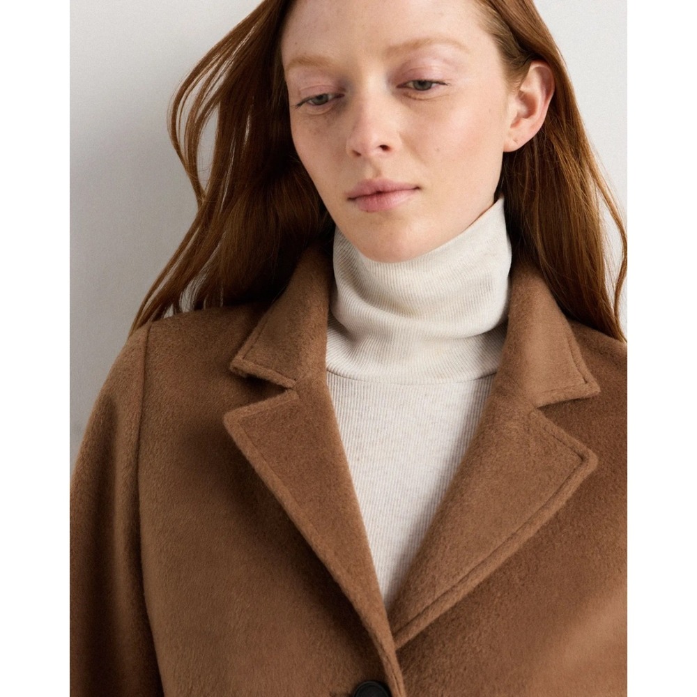 Quince Italian Wool Camel Hair Single Breasted Midi Coat Women's XS NWT - Picture 3 of 16